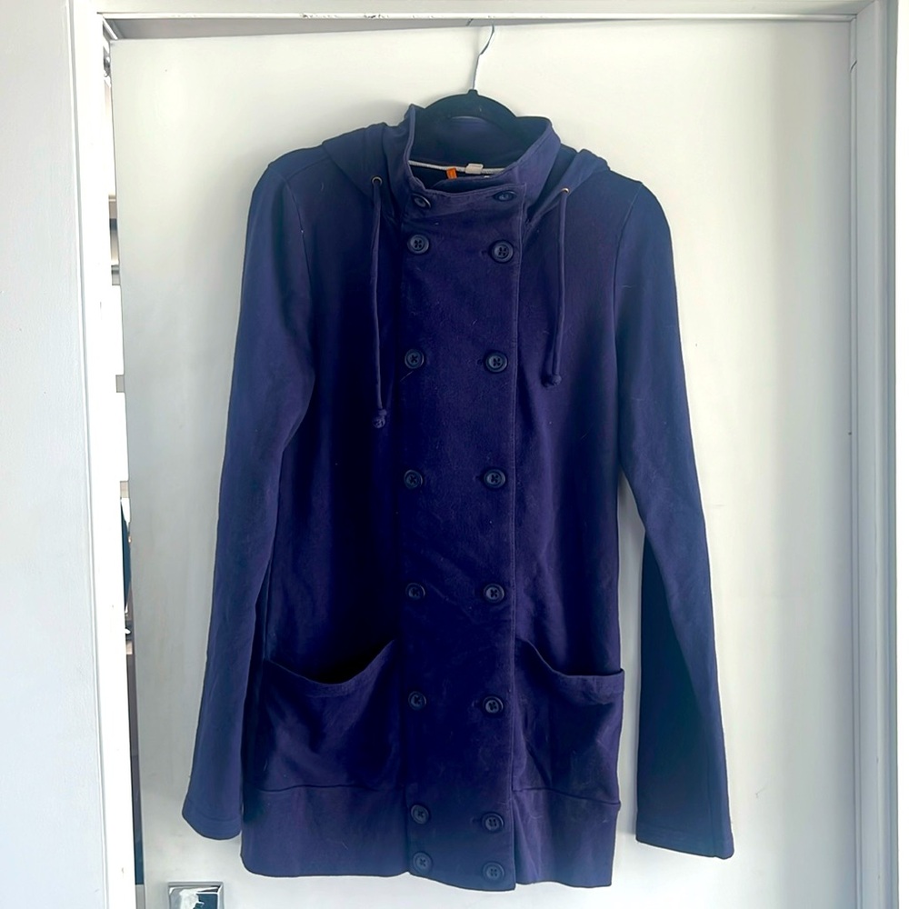 Blue button hoodie